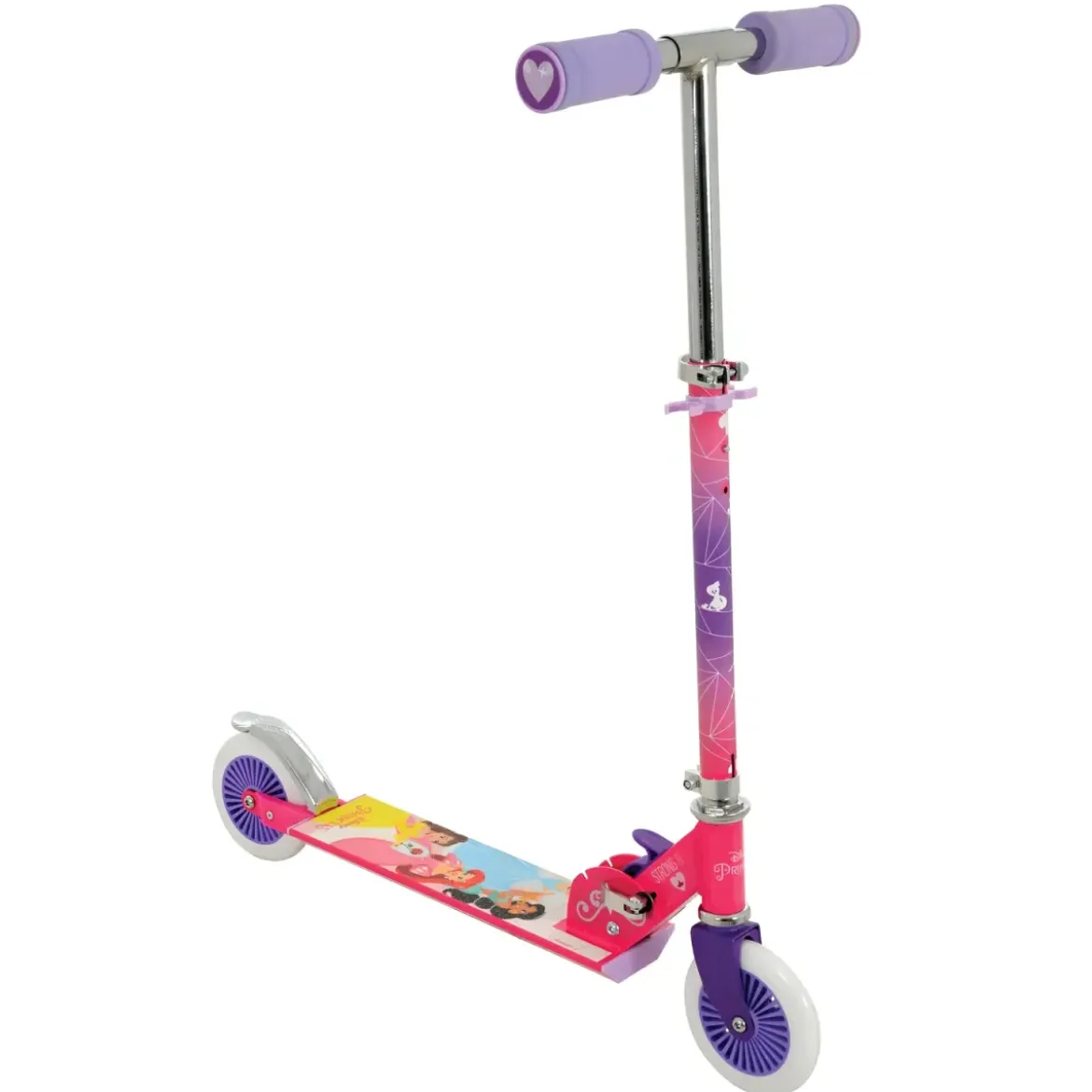 Monopattino Pieghevole Bambini Principesse 2 Ruote Manubrio Regolabile