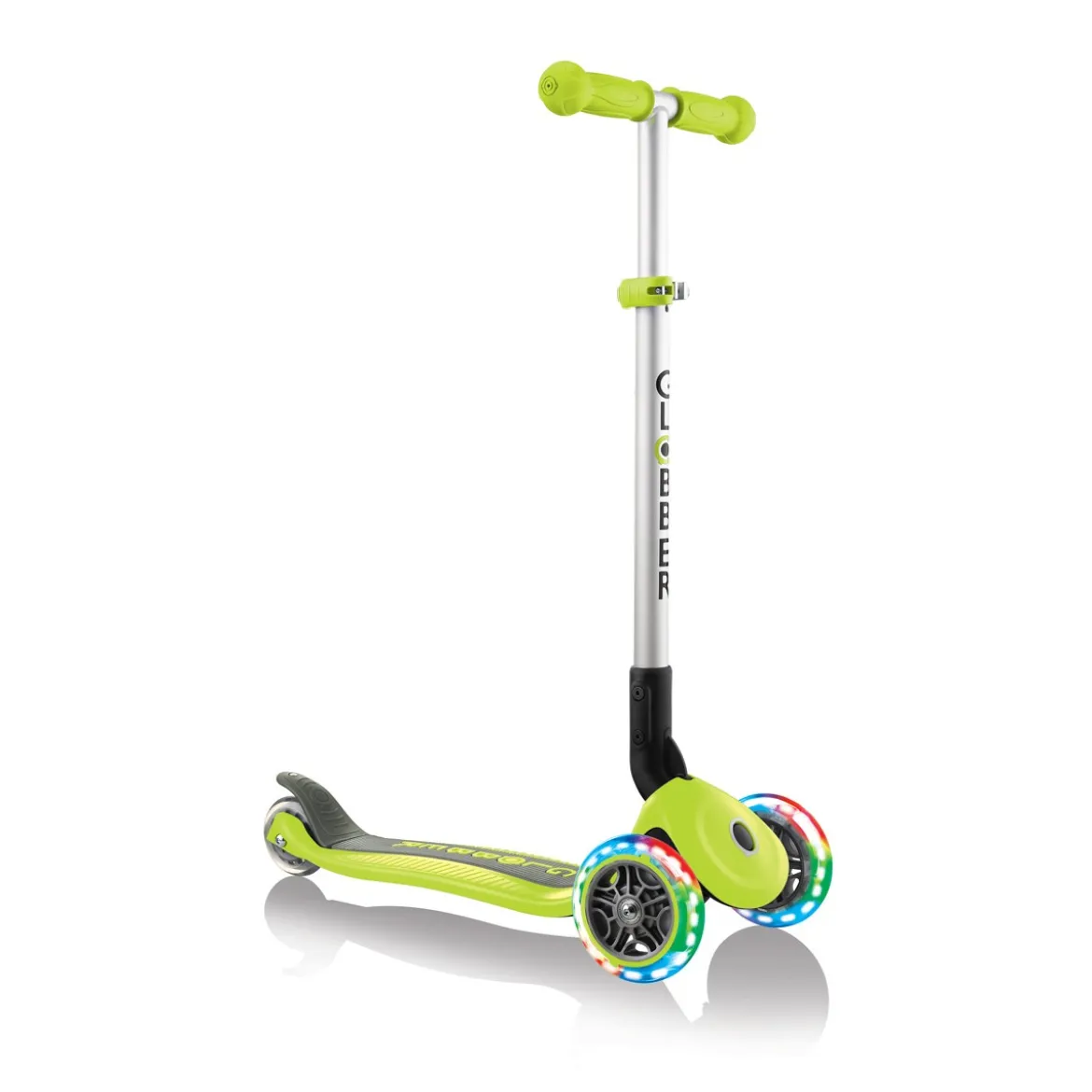 Monopattino Pieghevole con Luci Scooter Verde Lime Regolabile per Bambino