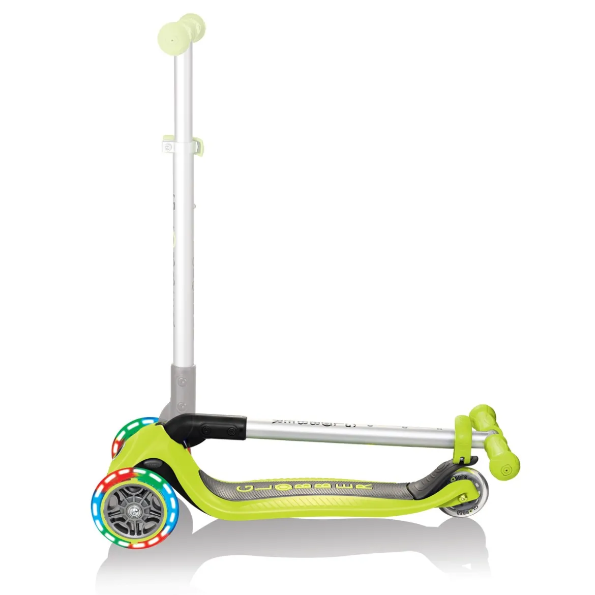 Monopattino Pieghevole con Luci Scooter Verde Lime Regolabile per Bambino