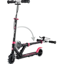 Monopattino Pieghevole per Bambini 2 Ruote Nero Rosa Luci Anteriori