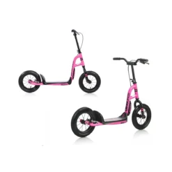 Monopattino Rosa Ruote 12 Pollici Gonfiabili Raggi Freno Posteriore Giocattolo