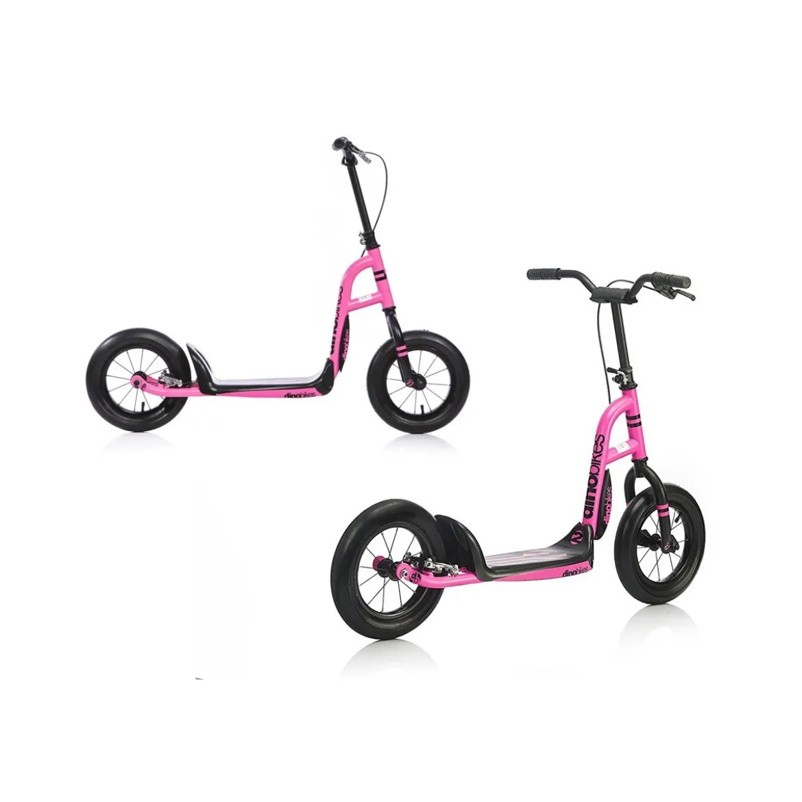 Monopattino Rosa Ruote 12 Pollici Gonfiabili Raggi Freno Posteriore Giocattolo