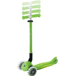 Monopattino 3 Ruote Bambini Pieghevole Regolabile Ruote LED Verde