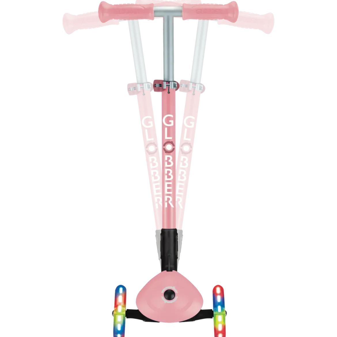 Monopattino 3 Ruote Bambini Rosa Pastello Pieghevole Luci LED 50 kg