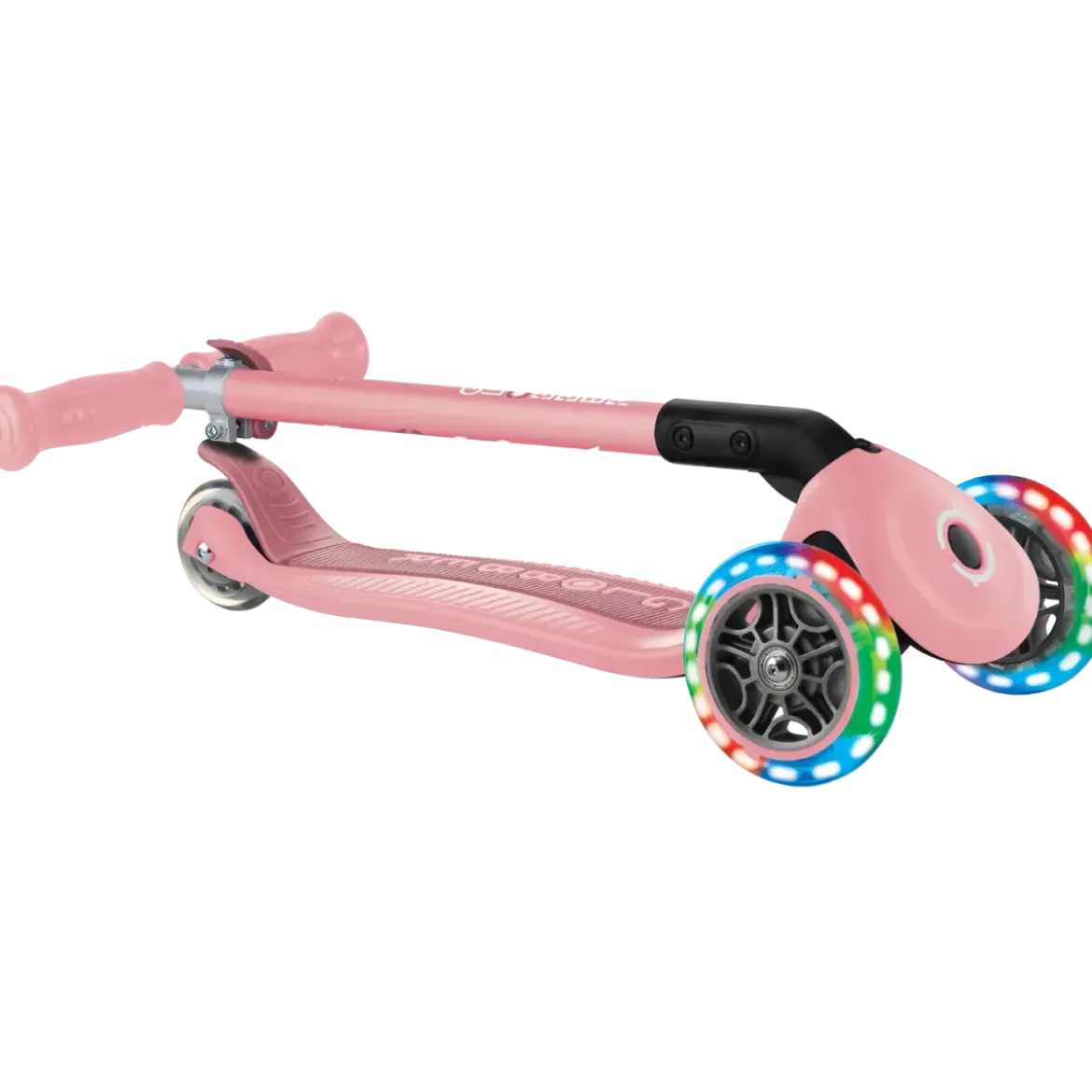 Monopattino 3 Ruote Bambini Rosa Pastello Pieghevole Luci LED 50 kg