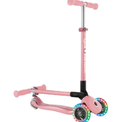 Monopattino 3 Ruote Bambini Rosa Pastello Pieghevole Luci LED 50 kg