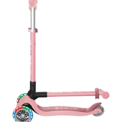 Monopattino 3 Ruote Bambini Rosa Pastello Pieghevole Luci LED 50 kg