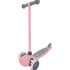 Monopattino 3 Ruote LED Bambini Pieghevole Rosa Cuscinetti ABEC-5