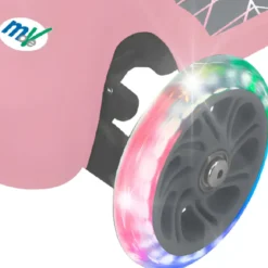 Monopattino 3 Ruote LED Bambini Pieghevole Rosa Cuscinetti ABEC-5