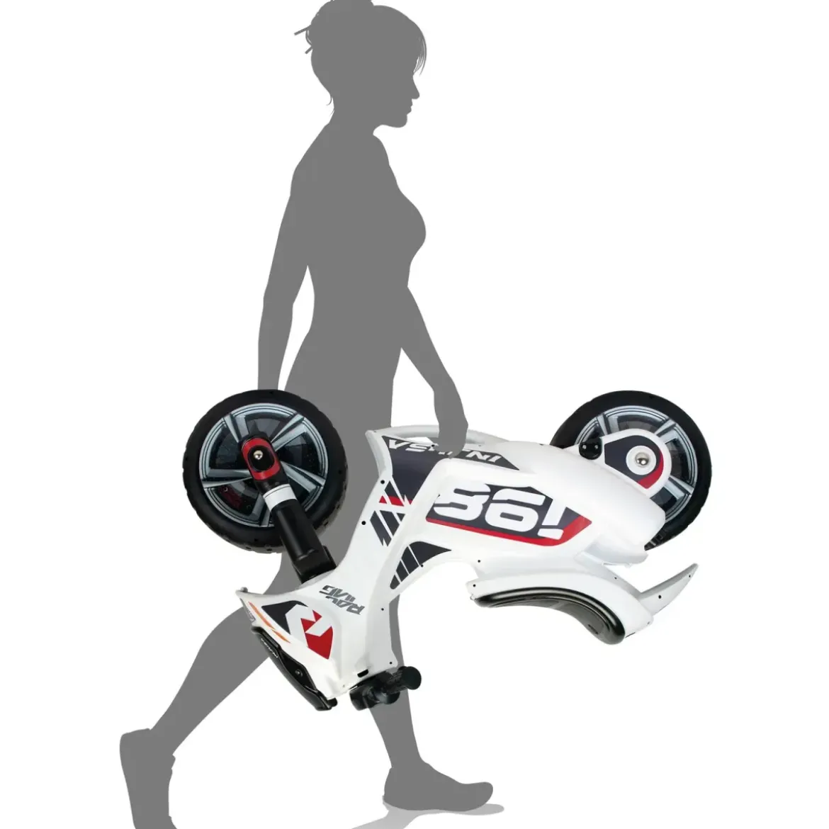 Moto Cavalcabile per Bambini Scooter Bianco Massimo 50 kg Maniglia