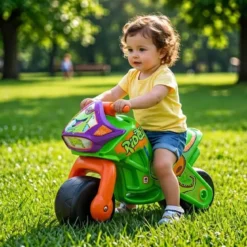 Moto Cavalcabile per Bambini Verde Dinosauro per Equilibrio 30 kg
