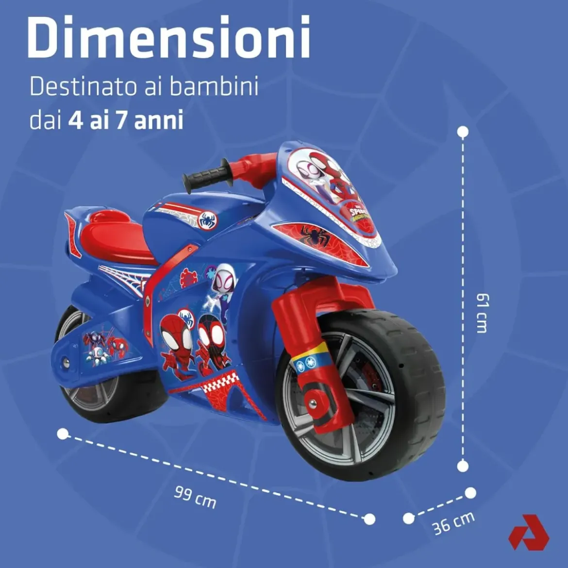 Moto Cavalcabile per Bambini Blu Spidey Marvel Equilibrio Max 50kg