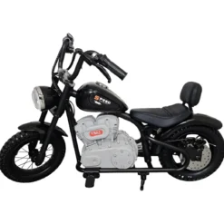 Moto Elettrica per Bambini Chopper Nero 24V 200W Sedile in Pelle