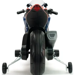 Moto Elettrica per Bambini Honda 12V Blu con Rotelle Laterali Luci LED