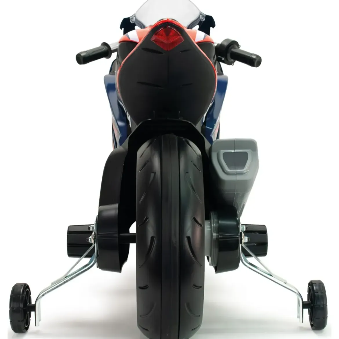 Moto Elettrica per Bambini Honda 12V Blu con Rotelle Laterali Luci LED