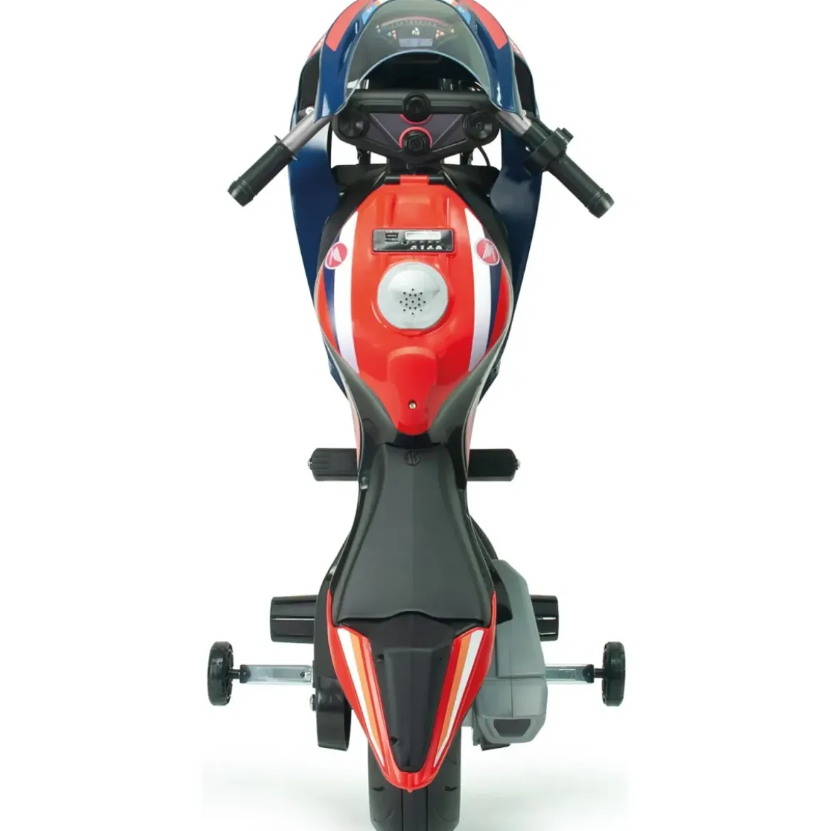 Moto Elettrica per Bambini Honda 12V Blu con Rotelle Laterali Luci LED