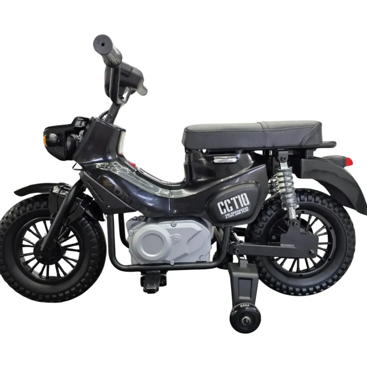 Moto Elettrica per Bambini Honda Cross Cub 110 12V Nero Ruote Laterali