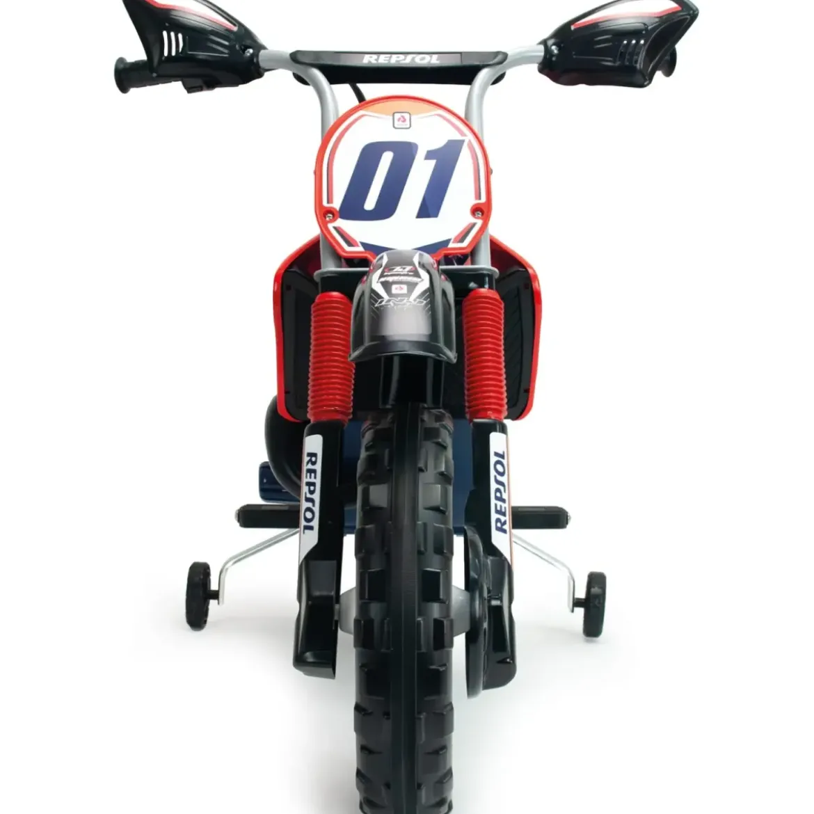 Moto Elettrica per Bambini Repsol 6V Rosso Blu Rotelle Laterali Sport