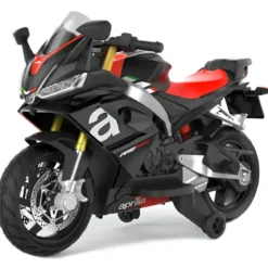 Moto Elettrica per Bambini Sportiva 12V Aprilia 3,5Ah Nero Luci Suoni
