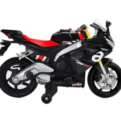 Moto Elettrica per Bambini Sportiva 12V Aprilia 3,5Ah Nero Luci Suoni