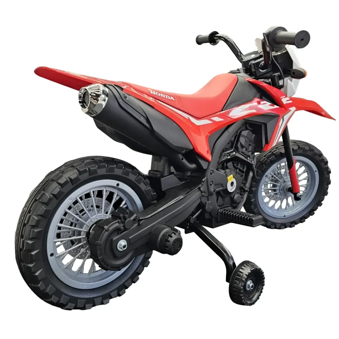 Moto Elettrica per Bambini 12V Honda Rosso con Rotelle Luci e Suoni