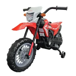 Moto Elettrica per Bambini 12V Honda Rosso con Rotelle Luci e Suoni
