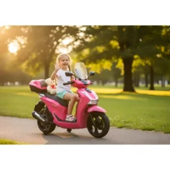 Moto Elettrica per Bambini 12V Scooter Rosa Honda SH125