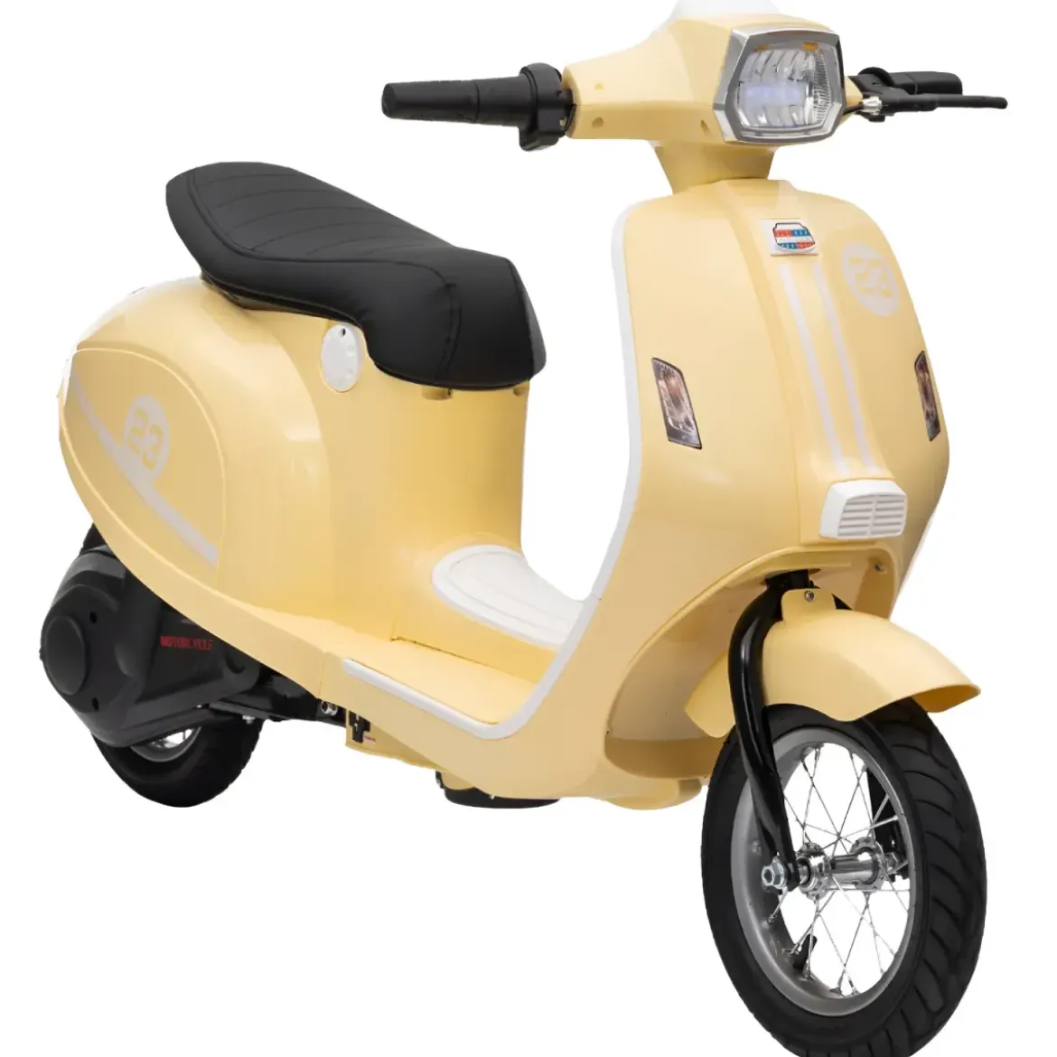 Moto Elettrica 24V per Bambini Beige Doppia Batteria Waterproof