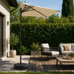 Ombrellone a Mezzaluna 270x133x230H cm Tortora da Parete Acciaio