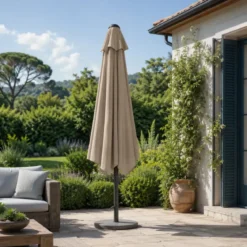 Ombrellone a Mezzaluna 270x133x230H cm Tortora da Parete Acciaio