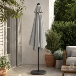 Ombrellone a Mezzaluna 270x133x230H cm Grigio da Parete Acciaio