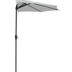 Ombrellone a Mezzaluna 270x133x230H cm Grigio da Parete Acciaio