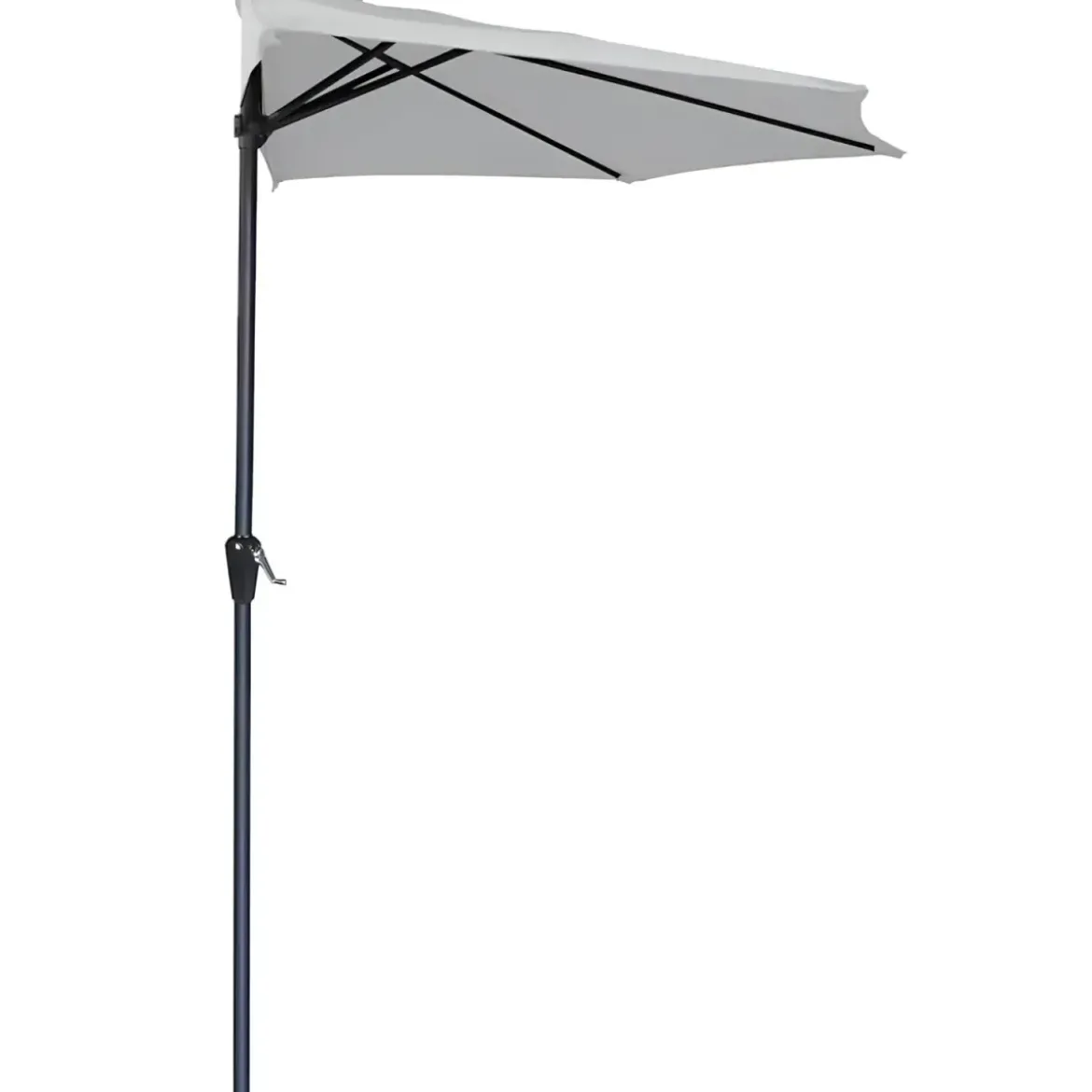 Ombrellone a Mezzaluna 270x133x230H cm Grigio da Parete Acciaio