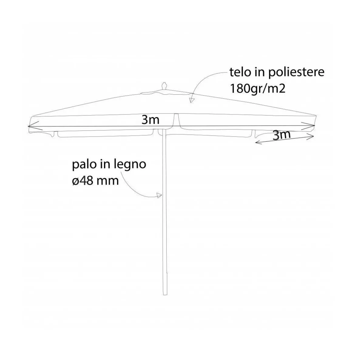 Ombrellone Avorio Quadrato 3x3 Tavolo Terrazzo Estate Giardino Ombra