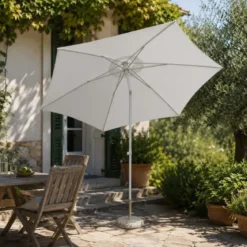 Ombrellone Bianco 3 Mt da Giardino Rotondo Palo Centrale Balcone Girevole