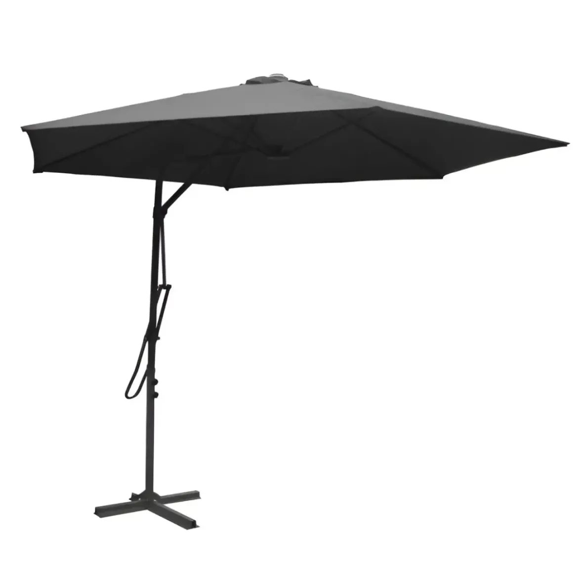 Ombrellone da Giardino Grigio con Palo Laterale Ø 3 x 2mt in Acciaio