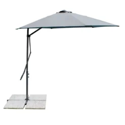 Ombrellone da Giardino Grigio con Palo Laterale Ø 3 x 2mt in Acciaio