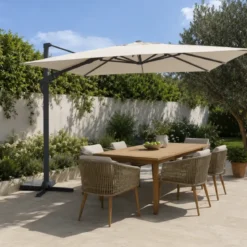Ombrellone da Giardino Grigio 3x3 Palo Decentrato Alluminio Antracite