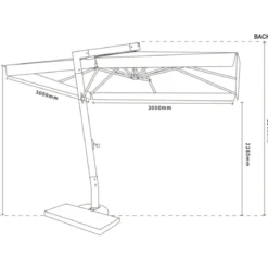 Ombrellone da Giardino Palo Laterale 3x3 m Telo Impermeabile Ecrù