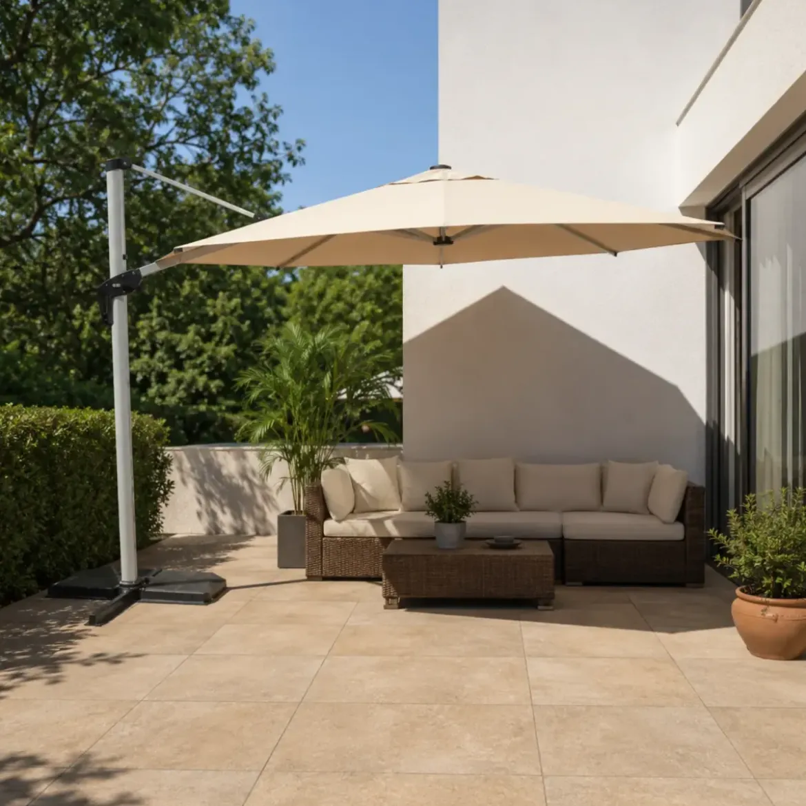 Ombrellone da Giardino Sabbia 350x350 cm Palo Decentrato Antivento