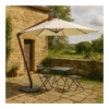 Ombrellone da Giardino 300x300 cm Legno Nyatoh Palo Laterale Ecrù