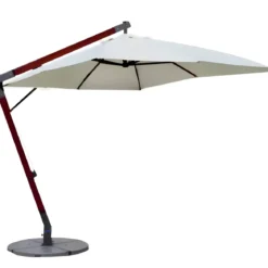 Ombrellone da Giardino 300x300 cm Legno Nyatoh Palo Laterale Ecrù
