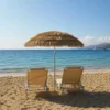 Ombrellone da Spiaggia in Rafia 2x2 m Inclinabile con Copertura
