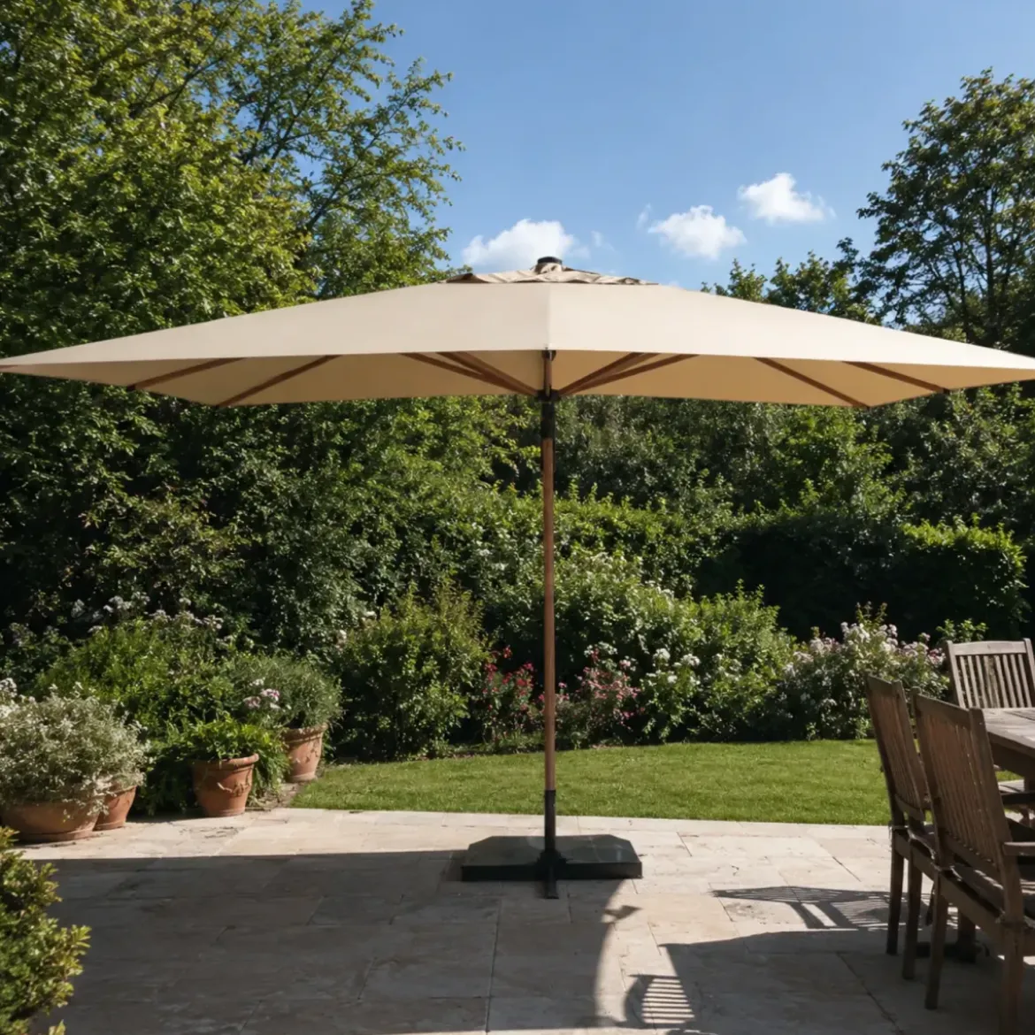 Ombrellone Decentrato Girevole Sabbia 3x4 da Giardino Effetto Legno