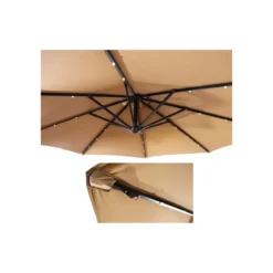 Ombrellone Impermeabile con Luci LED Palo Decentrato Braccio Laterale Retrattile