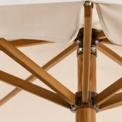 Ombrellone in Legno 3x3 Bianco Quadrato con Corda Palo Centrale