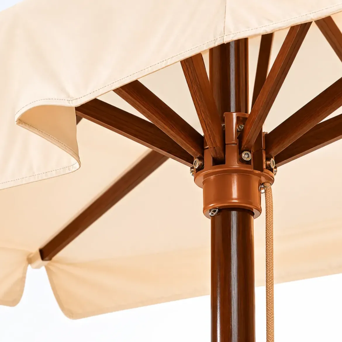 Ombrellone in Legno 3x3 Palo Centrale Telo Ecru Idrorepellente Quadrato Giardino