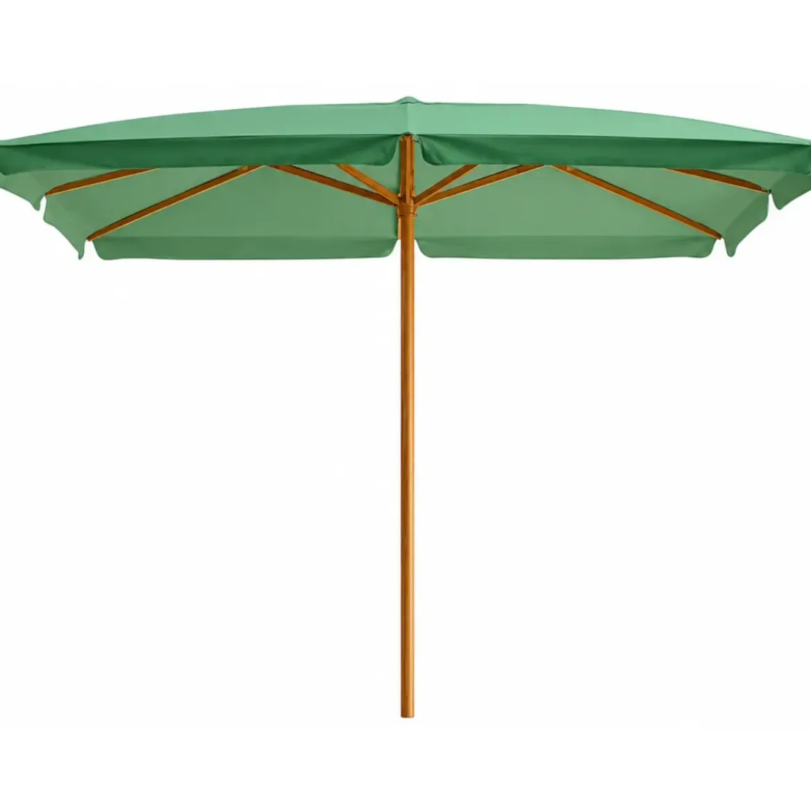 Ombrellone in Legno 2x3 Verde Palo Centrale da Giardino Rettangolare