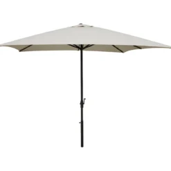 Ombrellone in Metallo 300x300 cm con Telo Beige Resistente da Esterno
