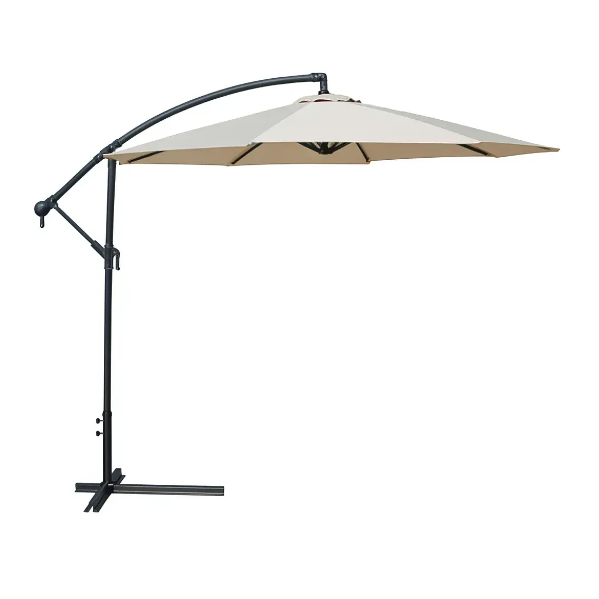 Ombrellone Laterale 300 cm Ecru Palo in Metallo Grigio Regolabile